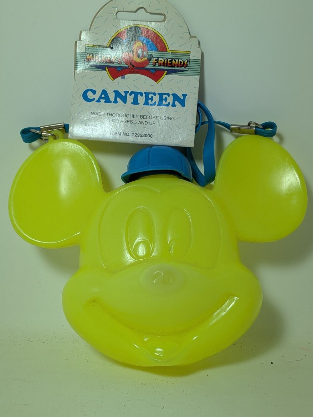 Walt Disney Mickey Mouse & Friends Vintage Neon Green Canteen w Tag